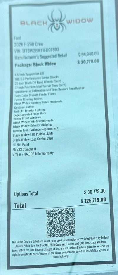 2026 Ford F-250SD Black Widow