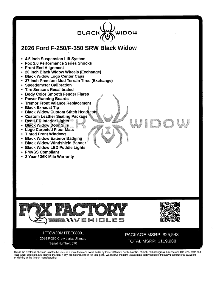 2026 Ford F-250SD Black Widow