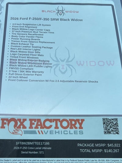 2026 Ford F-250SD Black Widow PTS