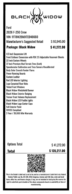 2026 Ford F-250SD Black Widow PTS