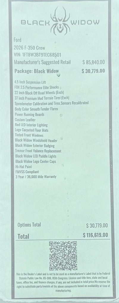 2026 Ford F-350SD Black Widow