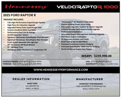 2025 Ford F-150 Hennessey VelociRaptoR 1000R
