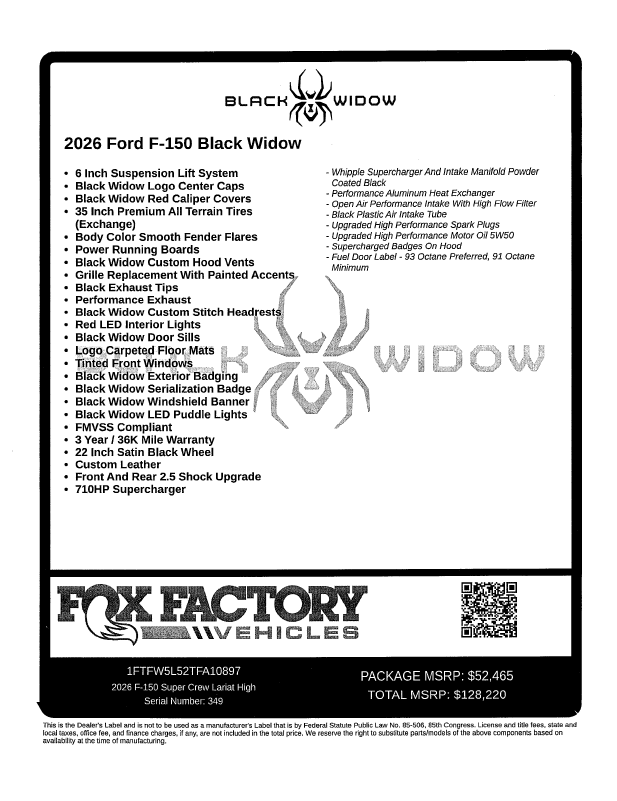 2026 Ford F-150 Black Widow Supercharged