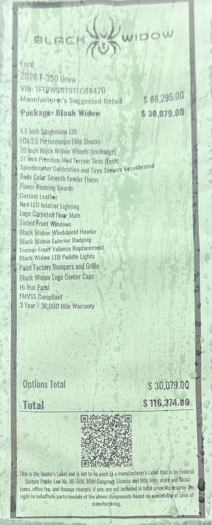 2026 Ford F-350SD Black Widow